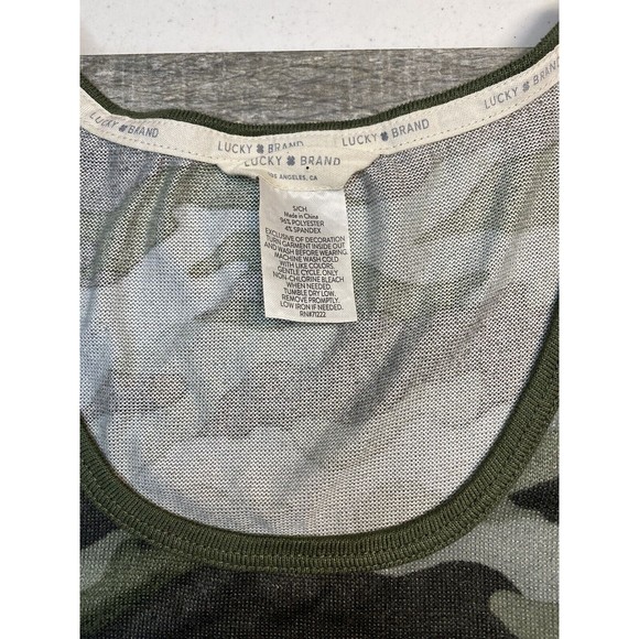 Lucky Brand Tank Top Women's Small Green Camouflage Sleeveless Soft Loungewear - Picture 2 of 4